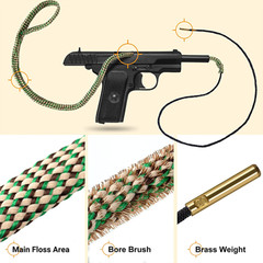 Bore Rope Gun Snake Barrel Cleaners .22 thru .38 & 12 20 Ga Rifle Shotgun Pistol