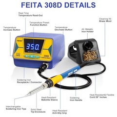 308D Soldering Station, Upgraded, 80 Watt Equivalent with 3 FEITA 308D Blue