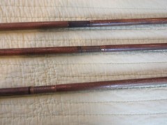 EARLY OAK SHOTGUN CLEANING RODS,COPPER BRUSH ,2 WOOL SWABS,INTERCHAGEABLE