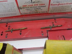 Vtg Outers Gunslick Cleaning Kit W/ Patches, Oil Bottle Empty Box Tin