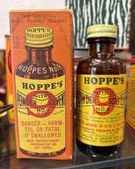 Vintage Hoppe’s No. 9 Nitro Powder Solvent Bottle Partial Contents Original Box