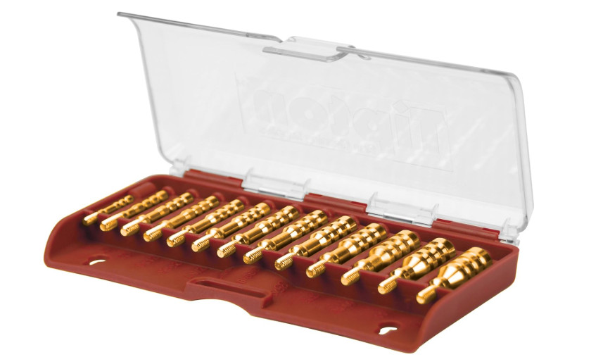Tipton 13-Piece Brass Jag Set with Storage Case for Rifle Cleaning and Maintenan