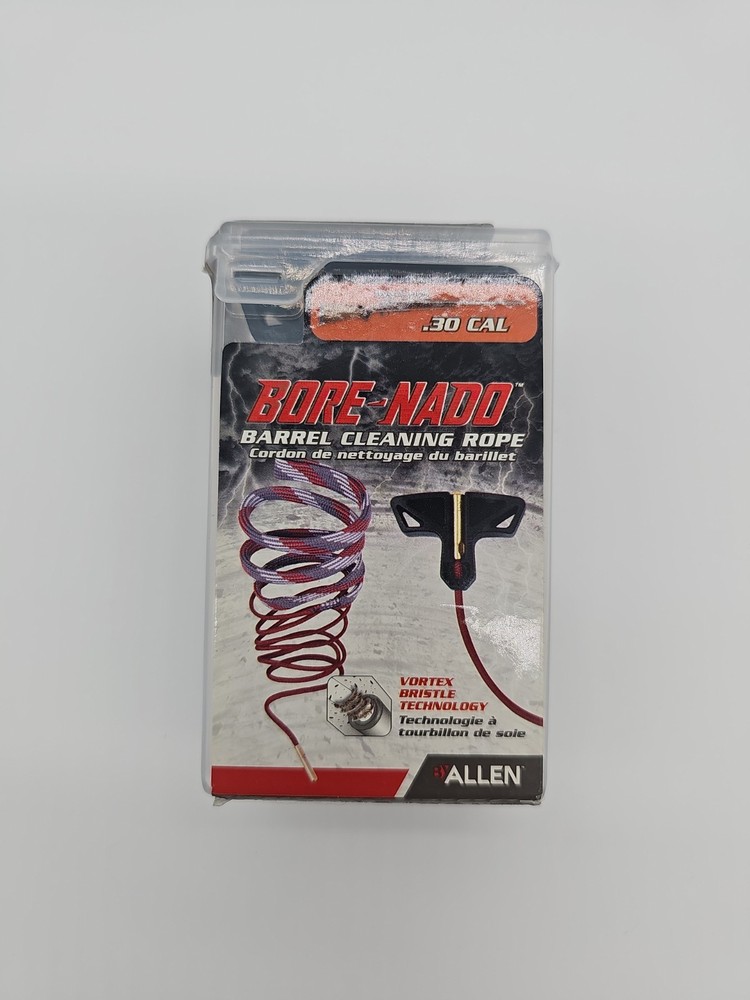 Allen Bore Nado Barrel Cleaning Rope, Gun Snake – .30 Cal – Red/Grey