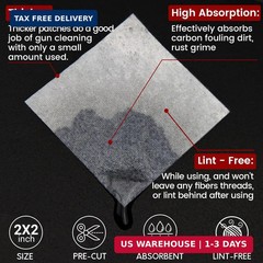 PINGMIC Gun Cleaning Supplies, 2″ Lint Free Patches, Highly Absorbent Square Clo