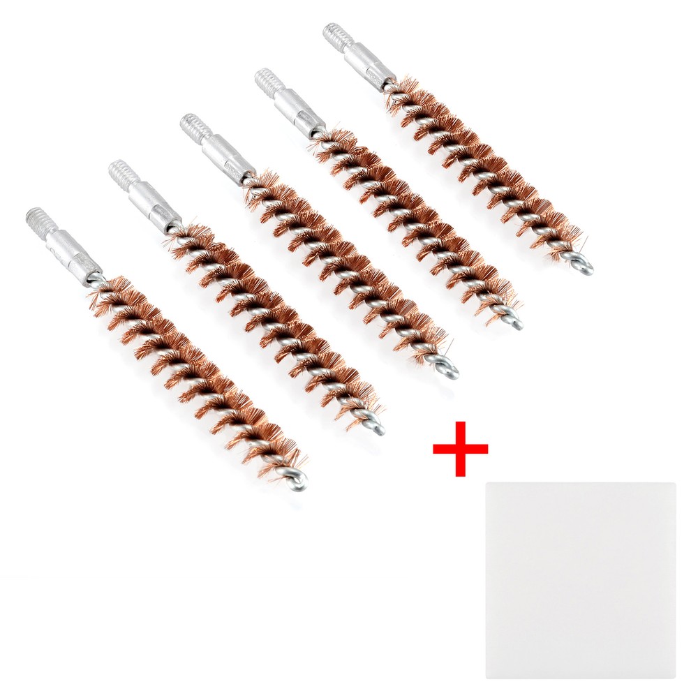 5 Pcs Bronze Bristle Bore Cleaning Brush Kit.325 Cal 8×32 Thread with 50 Patches