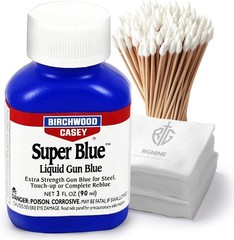 Complete Gun Metal Blueing Kit: 3 Oz Super Blue, 50 Patches & 100 Cotton Swabs