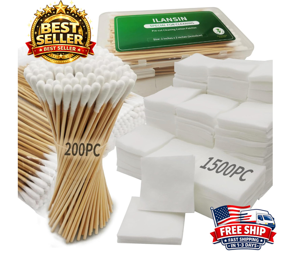 1500PCS Gun Cleaning Patches and 200PCS Gun Cleaning Swabs,2″X2″ Lint Free Gun C
