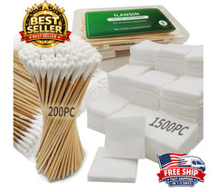 1500PCS Gun Cleaning Patches and 200PCS Gun Cleaning Swabs,2″X2″ Lint Free Gun C
