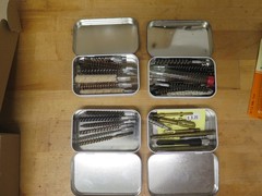 Rifle cleaning eqpt: bore brushes, swabs, jags, Otis Kit, pull through, silicone