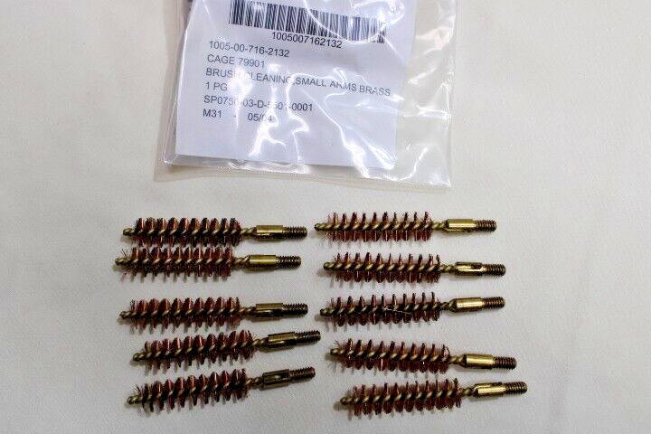 10 US Military Issue USGI Brass Bore Barrel Brush For 38 357 Caliber Lot Of 10