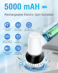 Electric Spin Scrubber Cordless Bathroom Shower Scrubber Adjustable Handle 8 Bru