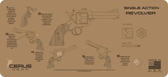 SINGLE ACTION REVOLVER Instructional Jumbo 12″ X 27″ Gun Mat FDE
