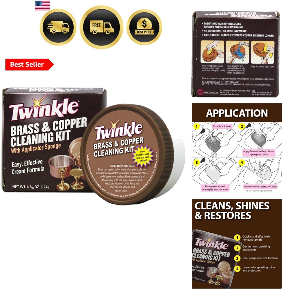 Brass & Copper Cleaning Kit – Gentle Anti-Tarnish Cream/Easy To Apply/Phospho…