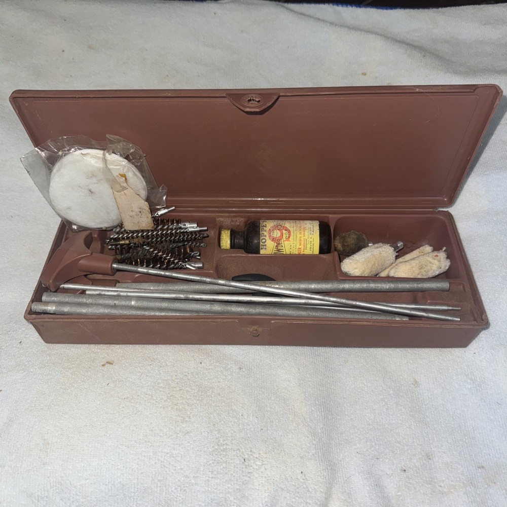 RARE Vintage Hoppe’s Gun Cleaning Kit-Brown Plastic Case for Shotgun (SGOU)
