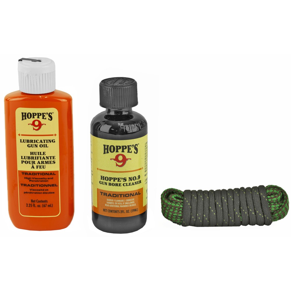 Hoppe’s 1-2-3 Cleaning Kit .223/556/22 Cal Rifle Bore Snake Solvent Oil Clam PK
