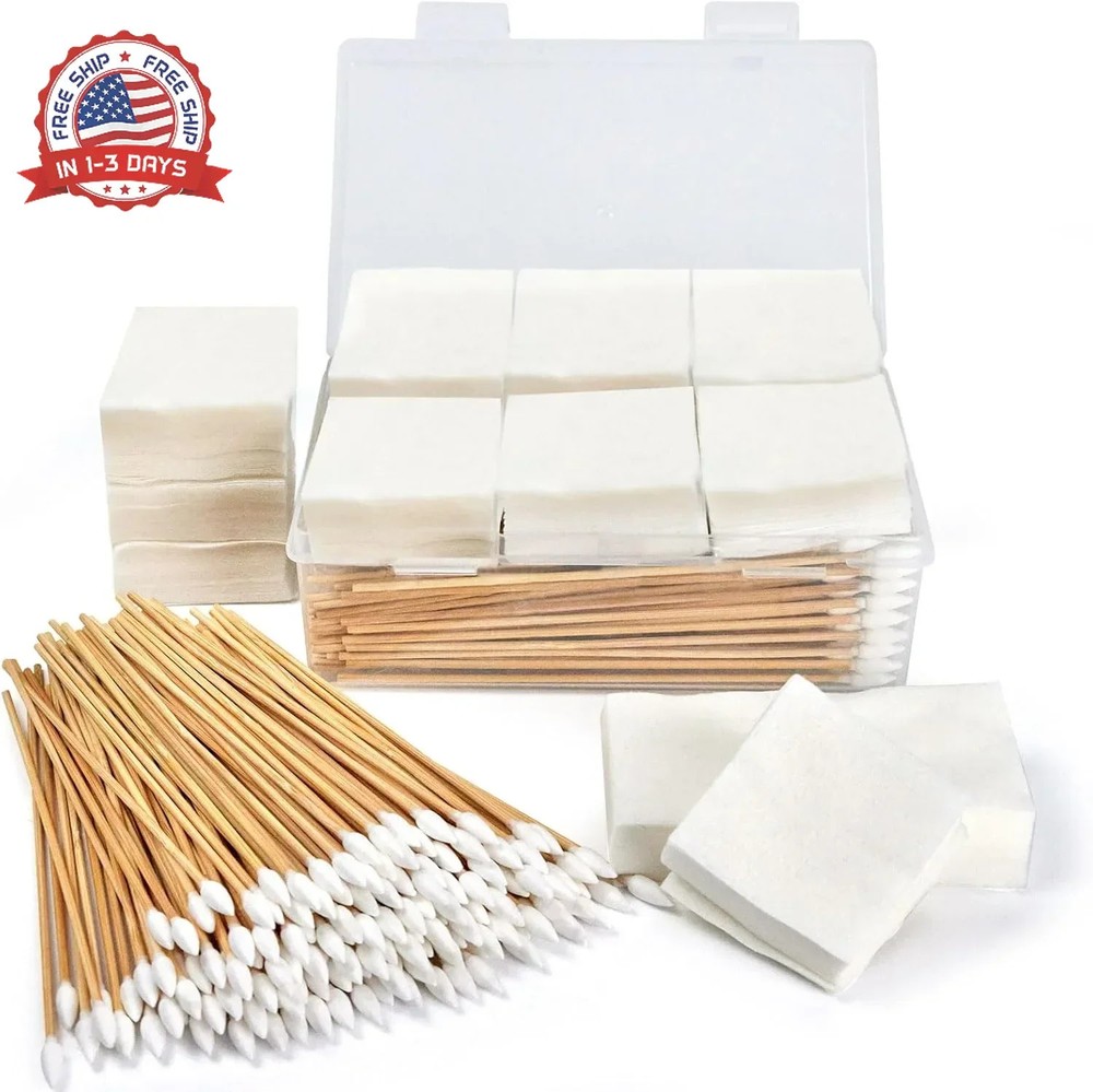 PINGMIC Gun Cleaning Supplies – 6″ Long Cotton Swabs and 2″x2″ Cleaning Patches