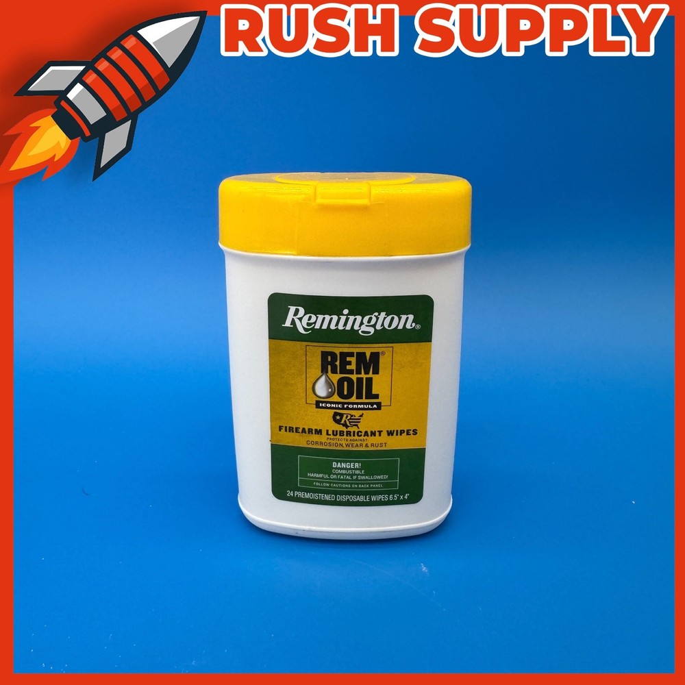 Remington Rem-Oil Gun Cleaning Wipes 7″ X 8″ Wipes 24 Pack Pop Up Canister 16325