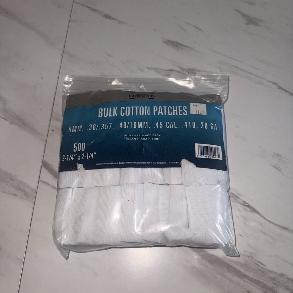 Gunslick Bulk Cotton Patches 500 2-1/4” X 2-1/4”