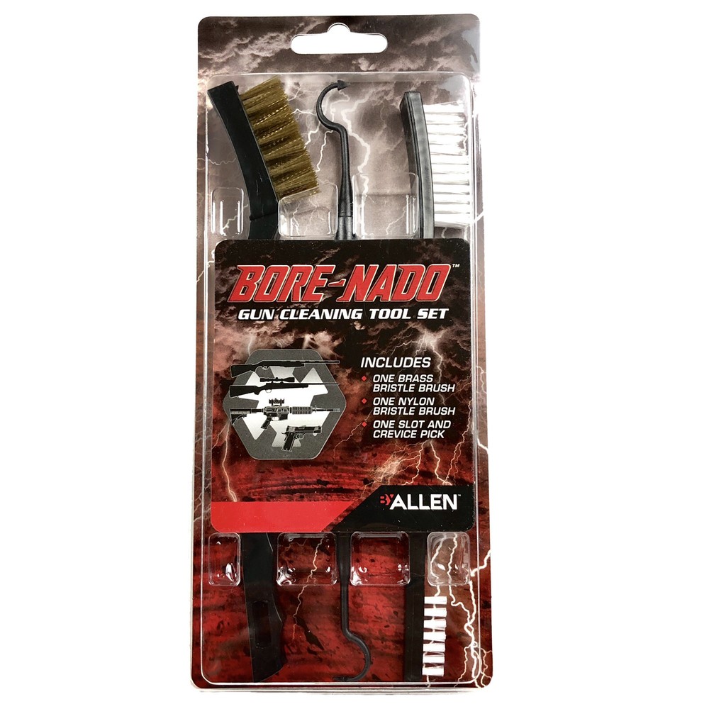 Allen Gun Cleaning Tool Set Bore-Nado Brass Brush Nylon Brush Crevice Slot Pick