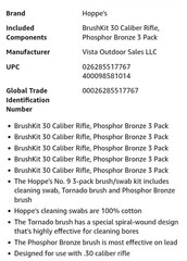 2x New Hoppe’s 3 Piece Brush / Swab Kit for .30 cal Rifle 1457BK Thread Sz 8-32