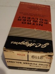 Vintage J.C. HIGGINS NITRO POWDER SOLVENT No. 2119 2 fl oz Full With Box