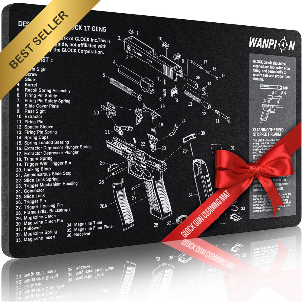 Thick Gun Cleaning Mat 20×12 Non Slip Oil Resistant Glock Pistol Parts Diagram