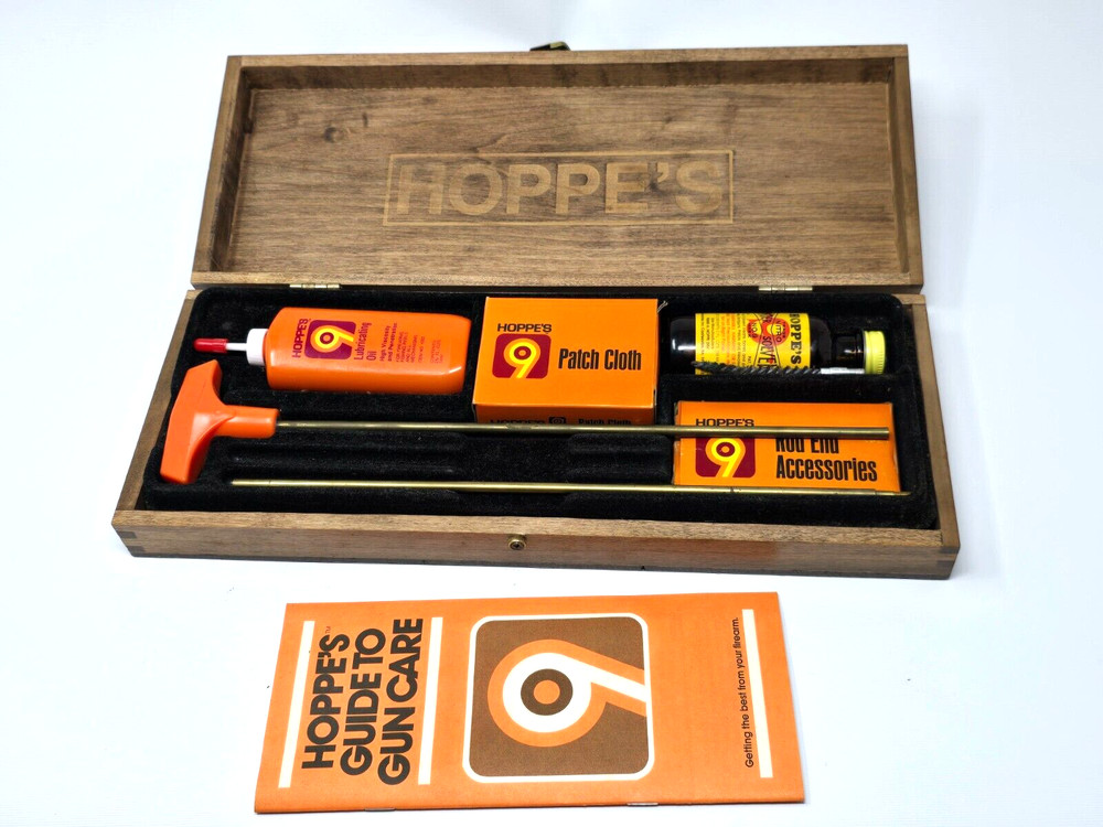 Vintage Hoppe’s #9 Cleaning Kit Wood Box Hunting Gun PARTIAL (missing steel rod)