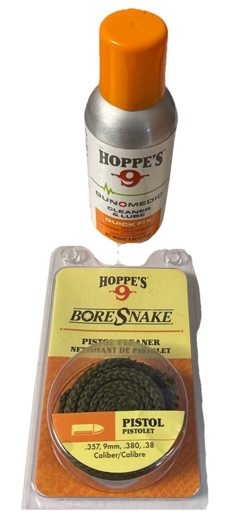 Hoppes Boresnake Cleaning Kit With Gun+Medic Cleaner Lube 9mm .357 .38