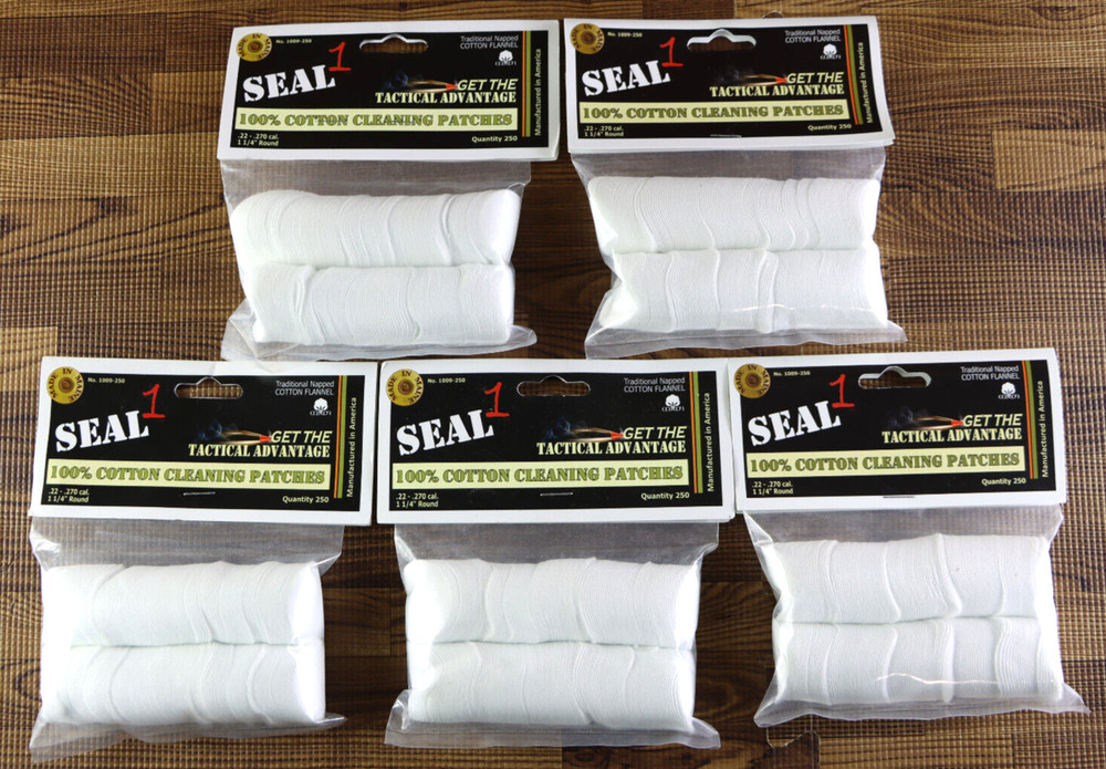 SEAL1 1009-250 Cleaning Patches For .22-.270 1-1/4″ Bag of 250 LOT OF 5 USA