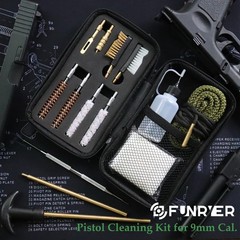 Tactical 9mm Handgun Cleaning Kit with MOLLE Pouch – Includes Gun Snake, Brush &