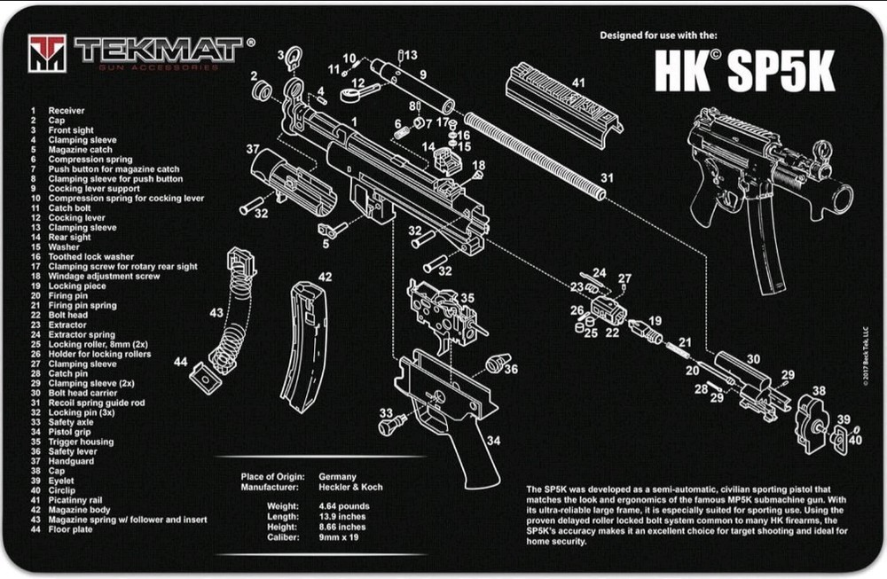 TekMat SP5K 16″x11″ Gun Cleaning Mat Black – TEK-17-HK-SP5K