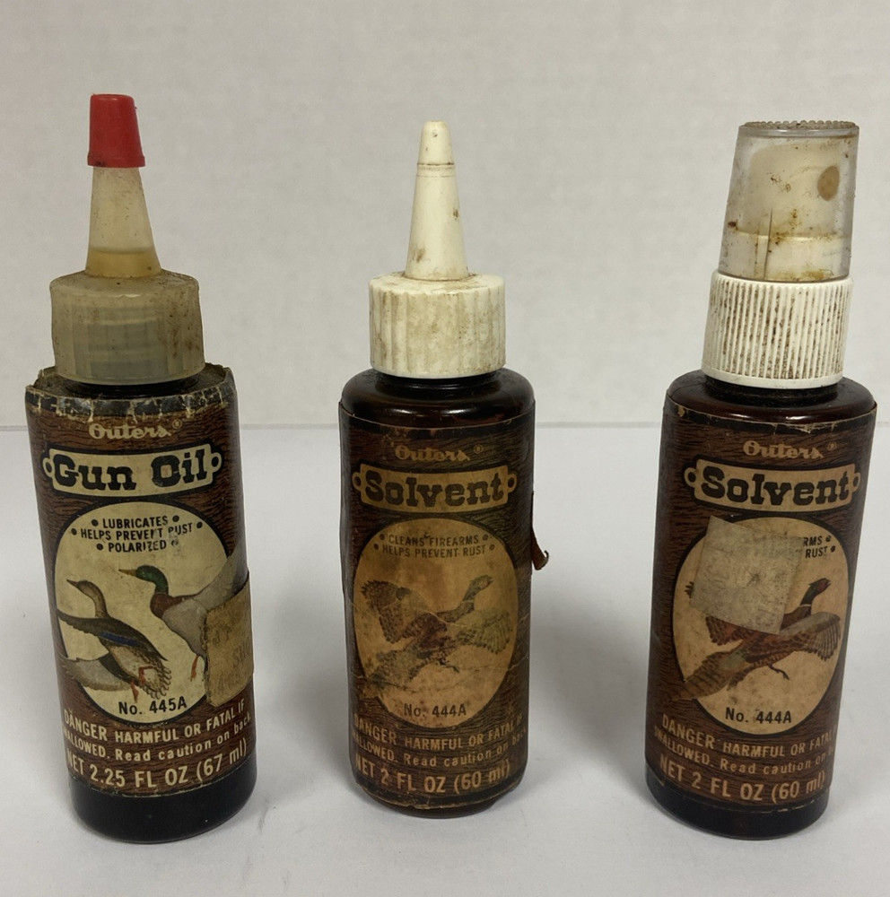 Vintage Outers Gun Oil and solvent 4oz Plastic Spray Bottle lot