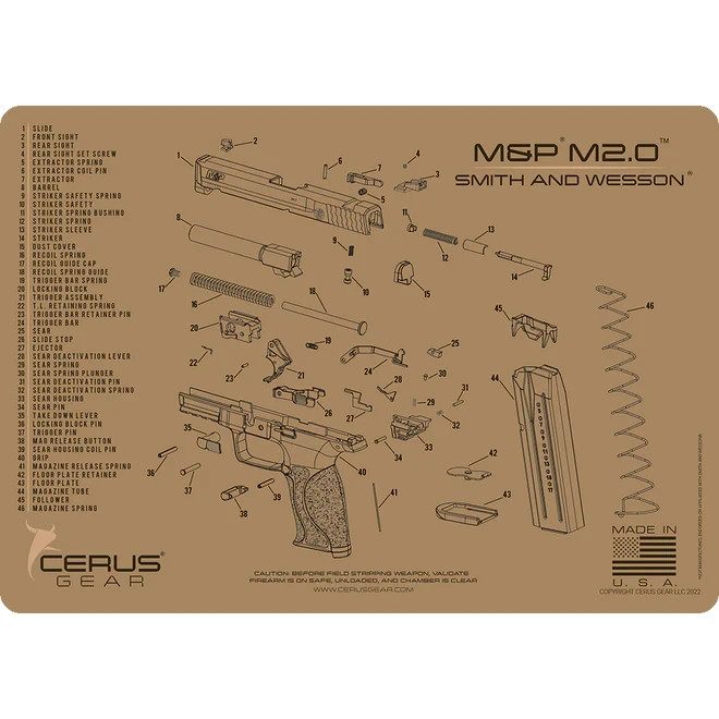 Smith & Wesson® M&P® M2.0 Schematic Handgun Mat × 1 Coyote Tan