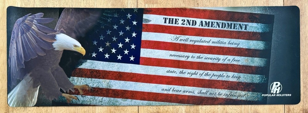 Gun Cleaning Rubber Gunsmith Mat 2nd Amendment American Flag Bald Eagle 12″x 36″