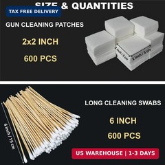 PINGMIC Gun Cleaning Supplies – 6″ Long Cotton Swabs and 2″x2″ Cleaning Patches