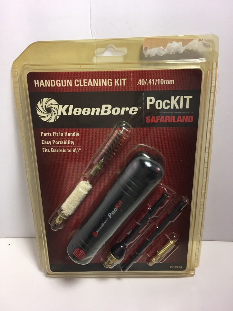 KLEENBORE PocKIT Gun Cleaning Kit Pistol .40/.41/10mm w/ Jag/Brush/Mop – #POC224
