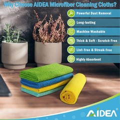 AIDEA Microfiber Cleaning Cloth 100PK Soft Absorbent Rags Towels Car Home
