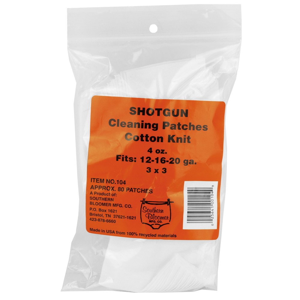 Southern Bloomer Cotton 3×3″ Cleaning Patches Ribbed f/All Gauges Shot-gun 85/P