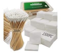 1500PCS Gun Cleaning Patches and 200PCS Gun Cleaning Swabs,2″X2″ Lint Free Gun C