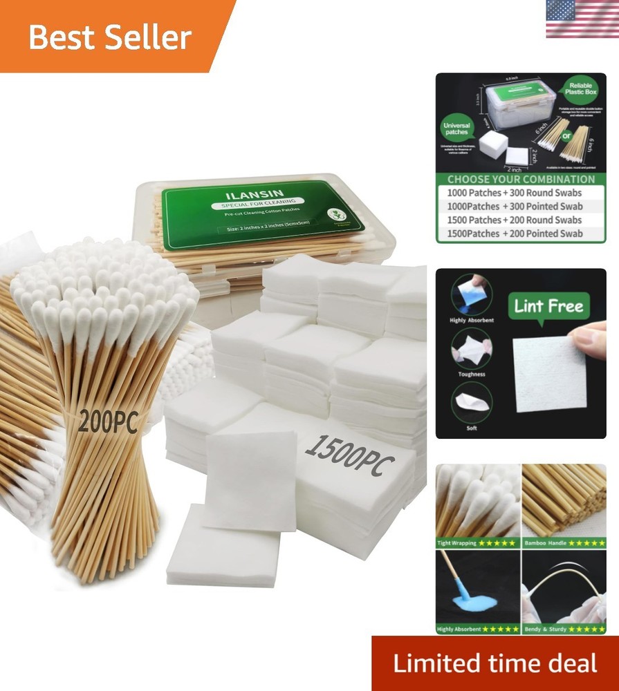 Precision Gun Cleaning Kit: 1700PCS with 1500 Patches, Ideal for All Firearms