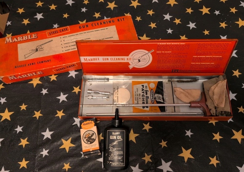 Vintage Marble Gun Cleaning Kit METAL CASE Used as is gunsmith Free Shipping JS