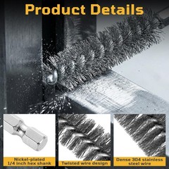 27 Pcs Stainless Steel Bore Brush Set – Metal Wire Cleaning Brushes for Drill, 8
