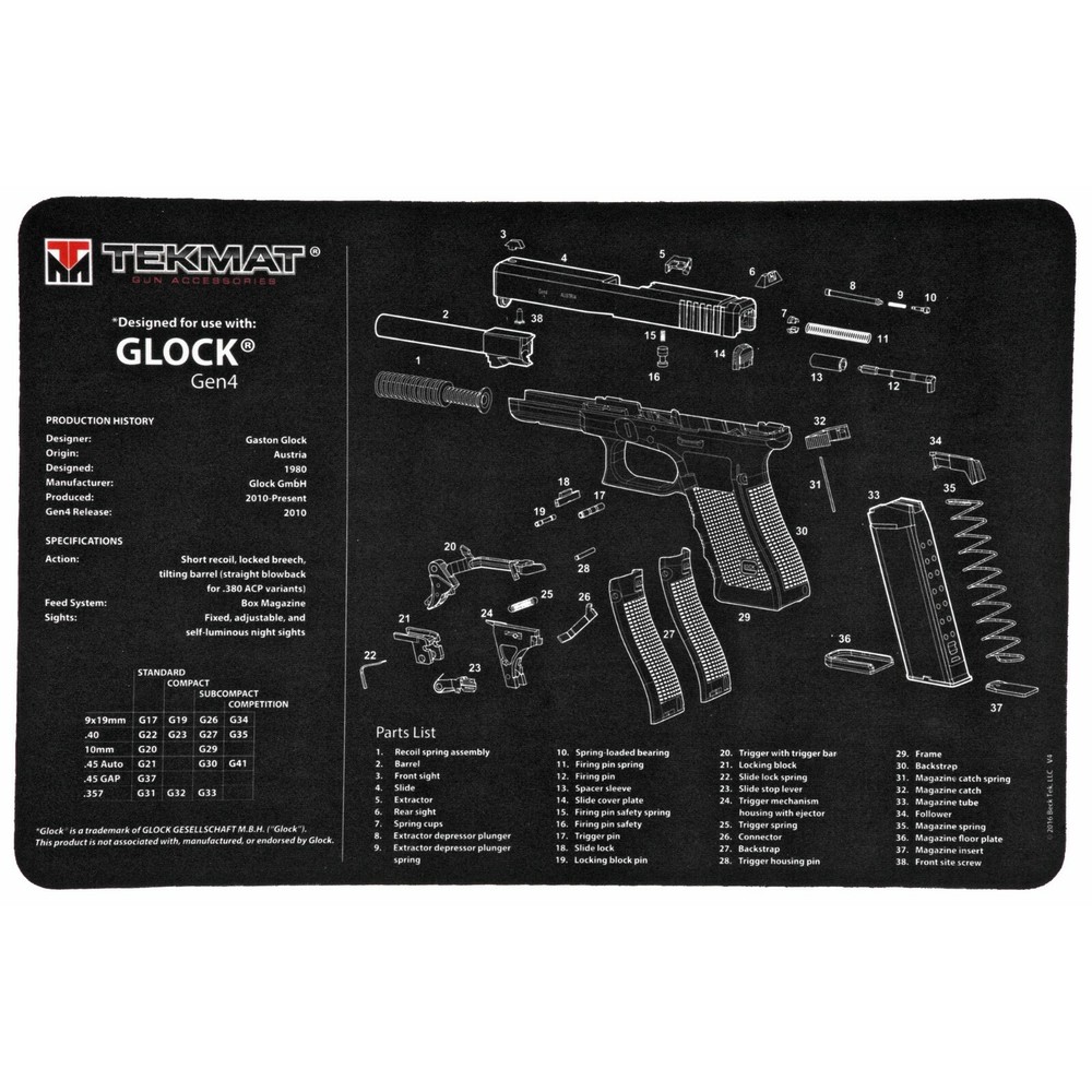 Tekmat Glock Gen 4 Black Cleaning Mat