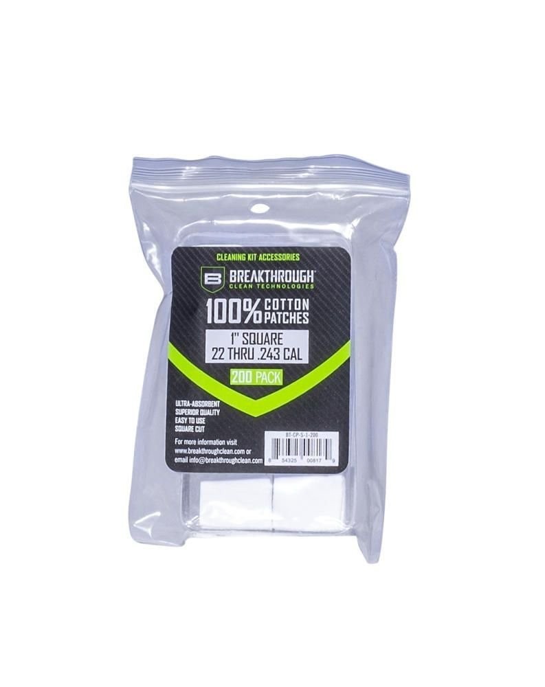 Breakthrough Cleaning Square Cotton Patches .22-243 Caliber – BTCPS1200