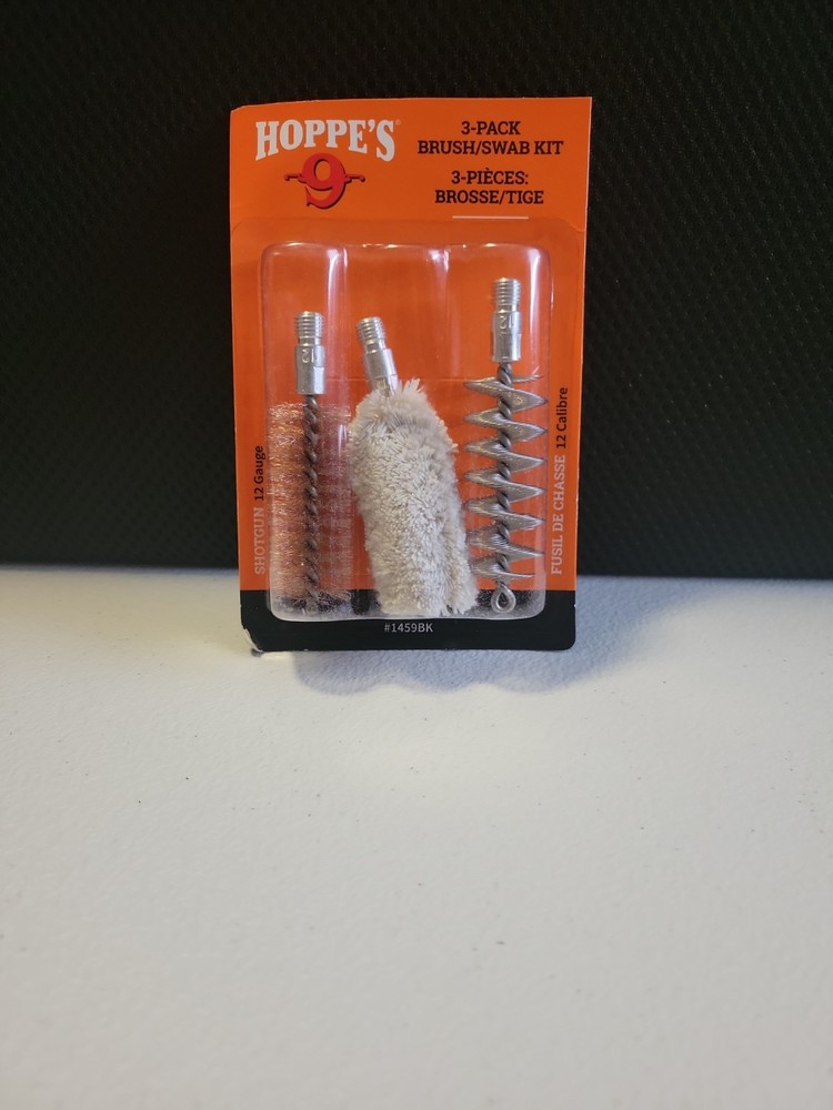 Hoppe’s 12ga Shotgun Brush Set with Rod Adapter Mop Swab Bronze Stainless Steel