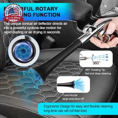 2 Nozzles Air Cleaning Gun, Dry Cleaning Gun Quickly Blasts Dust, Dirt and Grime