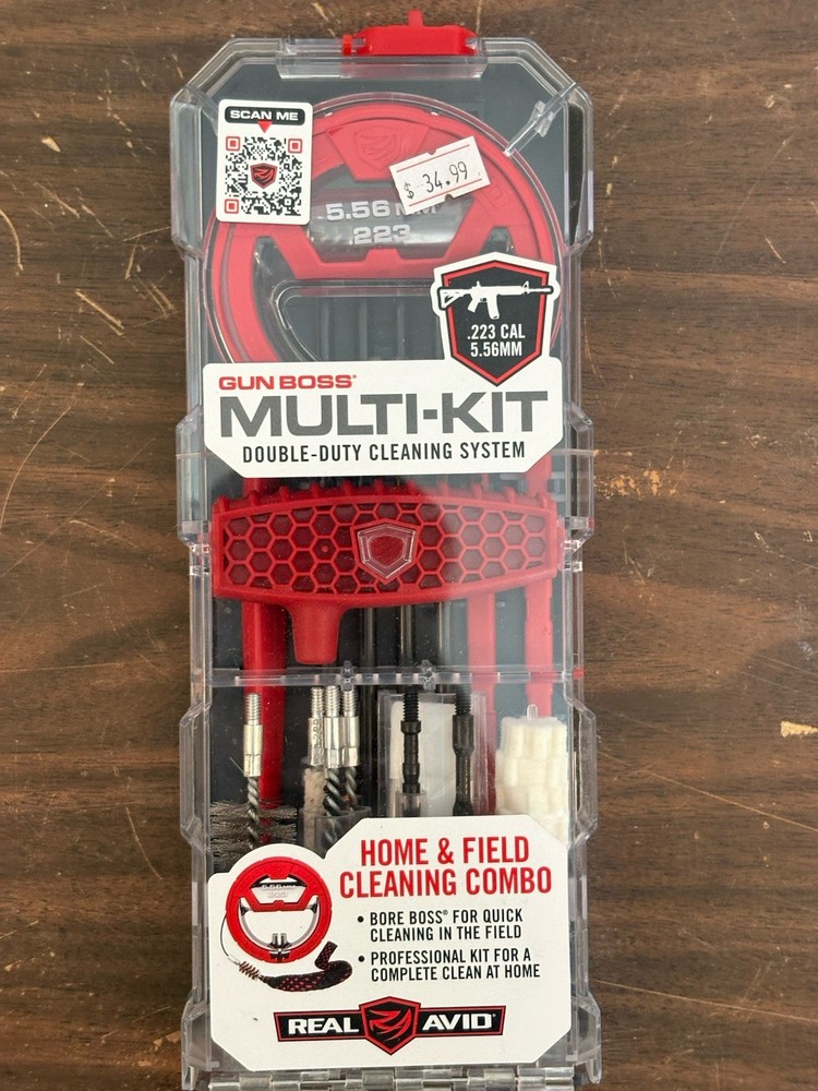 Real Avid Gun Boss Multi-Kit Cleaning Kit .223 Cal 5.56mm With Case Red Black