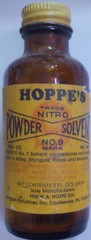 1960’s Hoppes Nitro Powder Solvent #9 Empty Bottle Paper Label