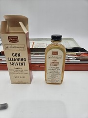 Vintage Sears Gun Cleaning Kit Ted Williams Orange Metal Case