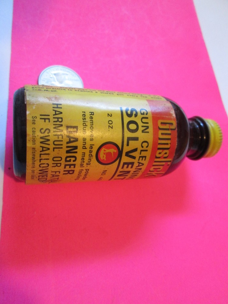 VINTAGE OUTERS GUNSLICK SUPER NITRO POWDER SOLVENT EMPTY BROWN BOTTLE USA